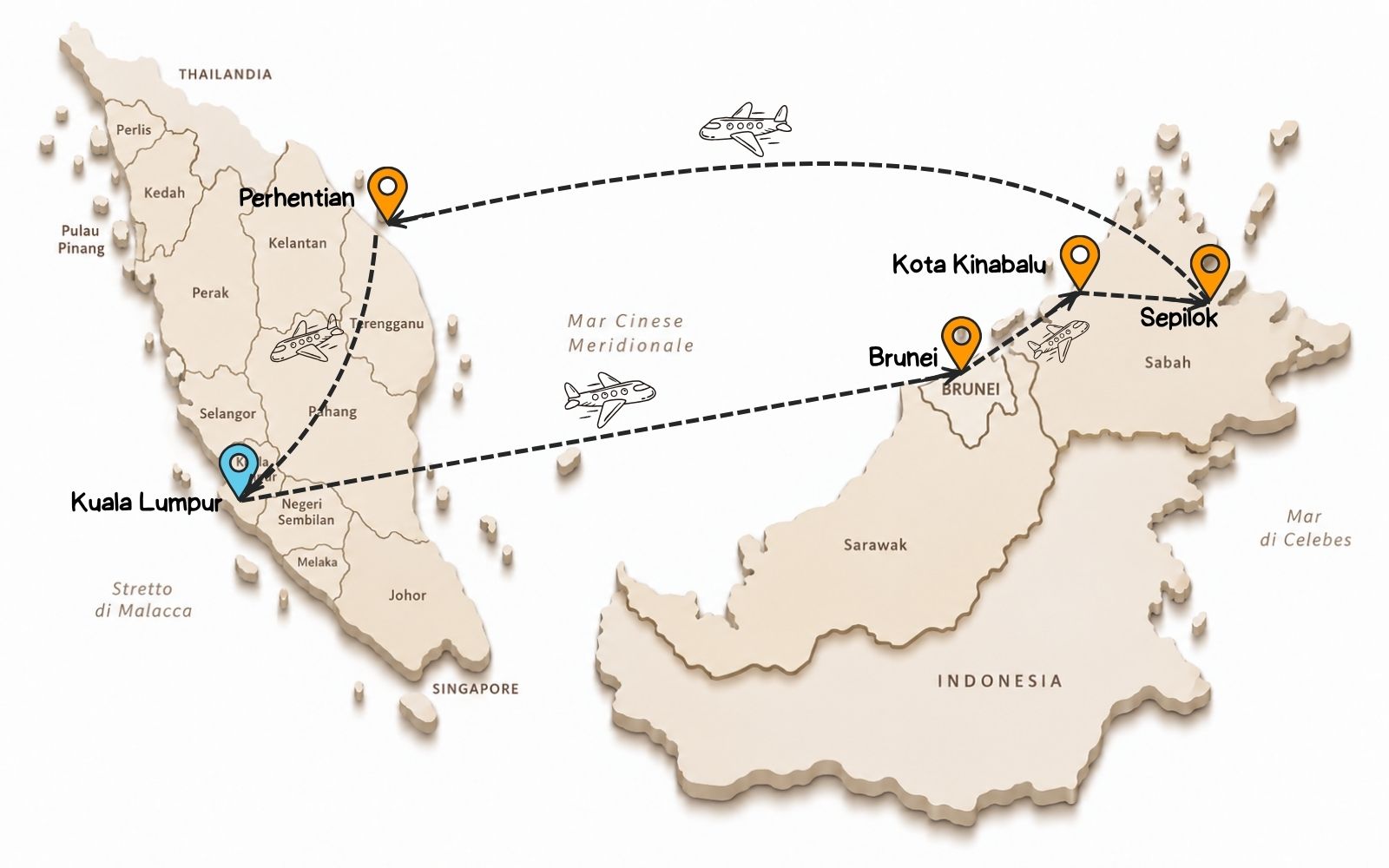 Mappa itinerario